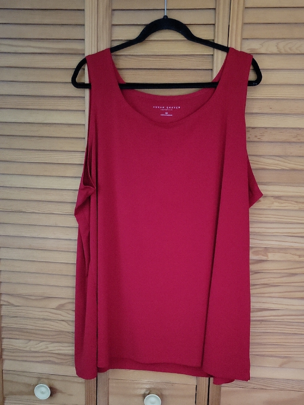 Susan Graver Essentials Dark Red Liquid Knit Sleeveless Tank Top Plus Size 3X